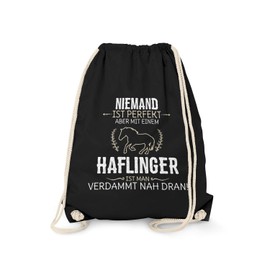 Fashionalarm Haflinger Gym Bag – No One Is Perfect – Fun Backpack Sports Bag Saying Funny Gift Idea Horse Lovers Riding Pony, black