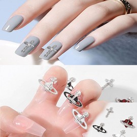 DFsucces Nail Parts, Heart, Planet, Pearl, Cross, Nail Stone, 3D, Nail Art, Jewelry Parts, DIY Craft Accessories (Set of 32)