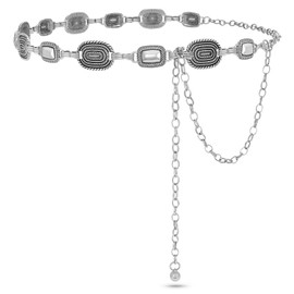 SUOSDEY Women Western Concho Belt Silver Gold Boho Waist Chain Adjustable Country Metal Belt for Jeans Dress