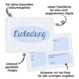 Papierdrachen 12 Invitation Cards for Children's Birthday Party for Girls and Boys – Blue Motif – Birthday Invitations for Your Birthday Party (A6)