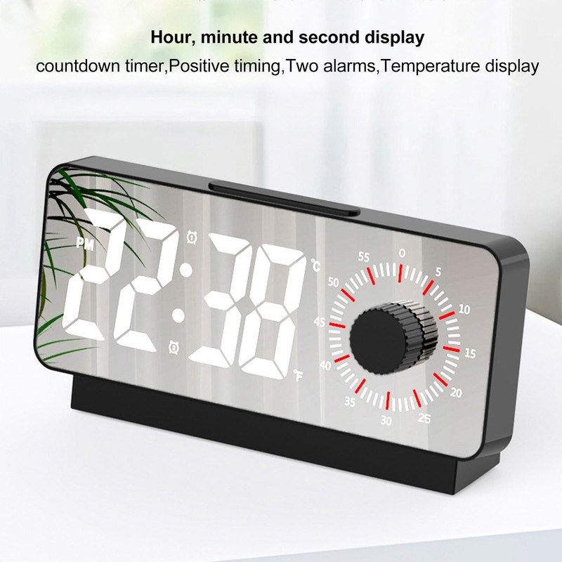 Digital Alarm Clock Dual Display Adjustable Brightness Large Display LED