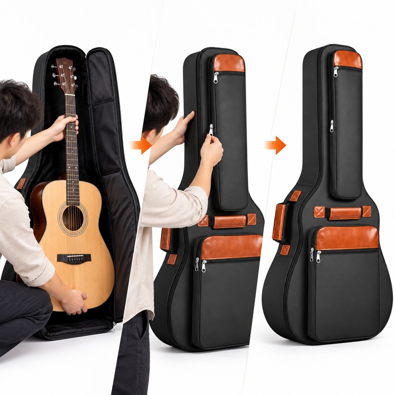 41-Inch Acoustic Guitar Bag for Travel – Thickened Padded Oxford