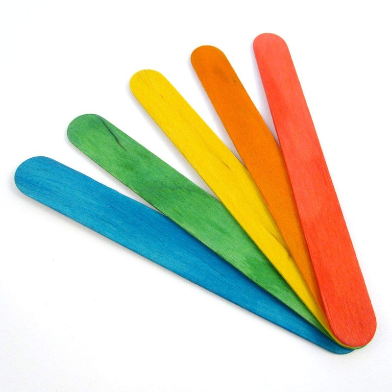 50 Jumbo Coloured Wooden Lollipop Lolly Sticks Kids Art Craft