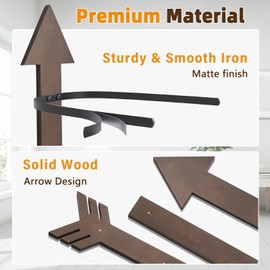 HYDERMUS Cowboy Hat Rack Wall Mount, Solid Wood Arrow Design 6 Pieces, Cowboy Hat Holder, Western Decor, Hat Organizer Storage, Hat Hanger Hook for Entryway Closet, Walnut