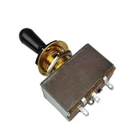 Kaynes 3 Way Gold Electric Guitar Box Metal Toggle Switch Tone Change Switch with Black or Golden Tip Knob Cap for Les Paul LP SG Style Guitar Parts Replacement (With Black Tip)