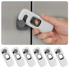 6 Pack Child Proof Refrigerator Lock, Fridge Locks for Kids with Sticky Adhesive Pads, Child Proof Safety Freezer Door Latches for Upright Freezer, Cabinets, Cupboard Door