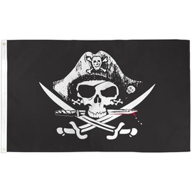 Deadman Chest Tricorner Pirate Flag 2x3ft Poly - Mighty-Locked Stitching - Perfect for Indoor or Outdoor Flying!