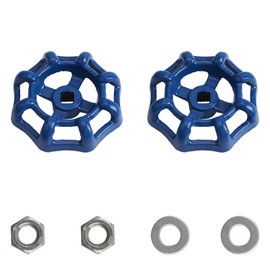 UFURMATE Water Faucet Handle, 2Pcs Metal Outdoor Hydrant Round Wheel Handles Water Valve Replacement, Square Broach 6x6 mm(Blue)