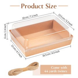 ZORRITA 7x5 Inches Charcuterie Boxes with Clear Lids, 25 Pack Paper Bakery Boxes with Window Take Out Containers for Cupcakes, Salads, Strawberries, Cookies and Treats (Brown)
