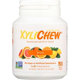 Xylichew Natural Fruit Xylitol Gum, Sugar Free, Non GMO, 60 Pieces (Pack Of 4)