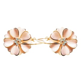 Navachi 18k Gold Plated Enamel Flower Crystal Hoop Earrings(Dia. 3cm), Metal Glass Rhinestone, crystal