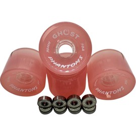 GHOST BOARDS Ghost Wheels, Jelly Phantoms, 70MM 78A, Semi-Transparent, Longboard Wheels, Great for Cruising and Carving, ABEC-7 Bearings Included (Pink)