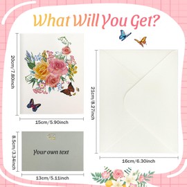 Happivue Butterfly Flower Pop Up Birthday Cards for Women, 3D Happy Birthday Card with Envelope, Mothers Day Cards from Daughter, Ideal for Anniversary Thinking of You Thank You Get Well