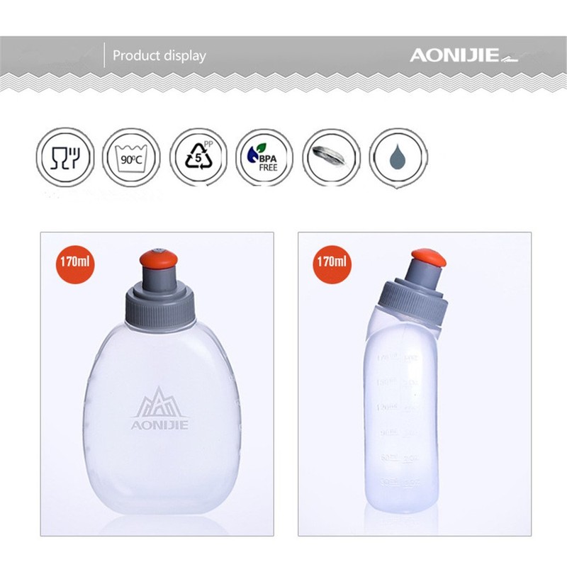 AONIJIE 2PCS Foldable TPU Hydration Water Bottle Soft Flask for