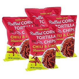 Trader Joe's Rolled Corn Tortilla Chips Chili & Lime Flavored Net Wt. 9 Oz (255g) - Pack of 4