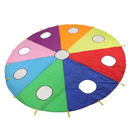 Fockety Umbrella Parachute Playset for Kids, 9 Holes Umbrella Parachute Mole Game, Whack a Mole Activities Toys with 4 Inflatable Sticks and Inflator for Kindergarten Outdoors for 15 to 25 People