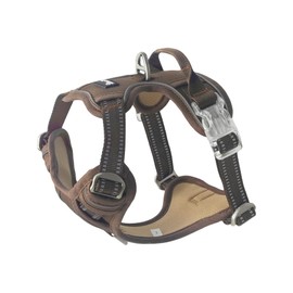 OUT'N WILD Quality No-Pull Dog Harness with 2 Leash Clips. Adjustable Soft Padded Reflective No-Choke Pet Oxford Vest, Easy Control Handle, Premium Transparent Buckles and Perl Nickel Hardware:Brown/M