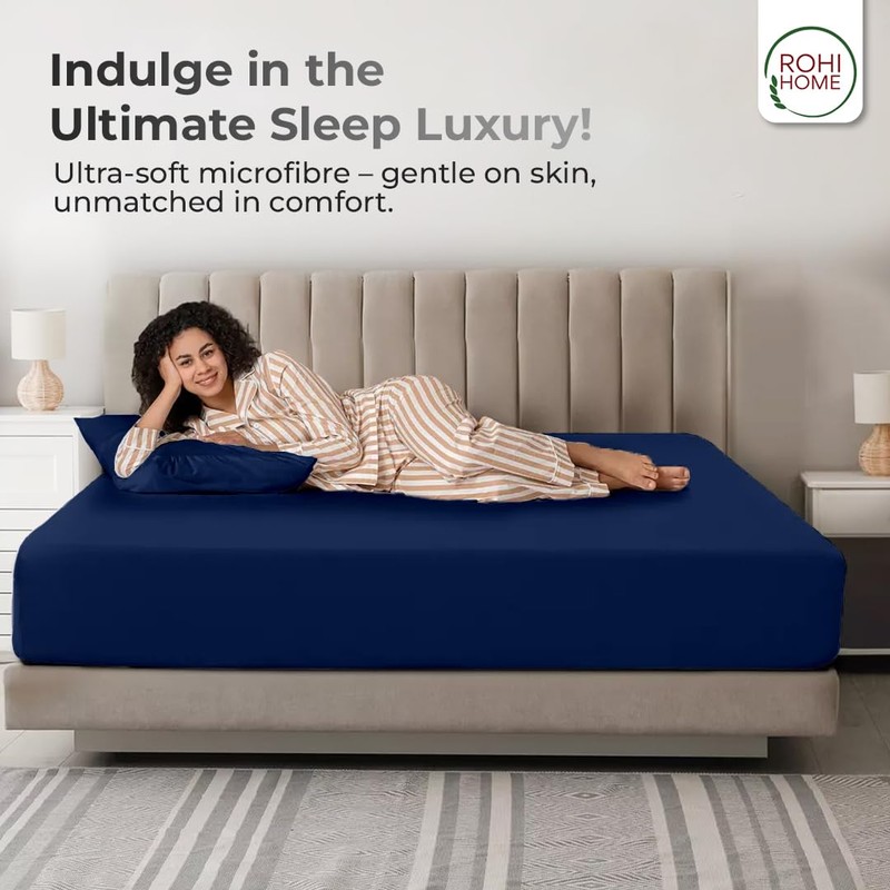 Rohi Super King Fitted Sheet 100% Microfibre – 16'' (40cm)