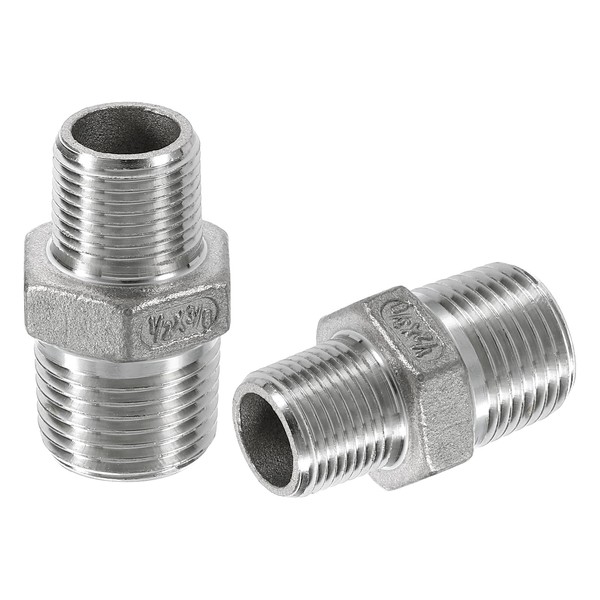 sourcing map 4Pcs PT1/2 x PT3/8 304 Stainless Steel Pipe