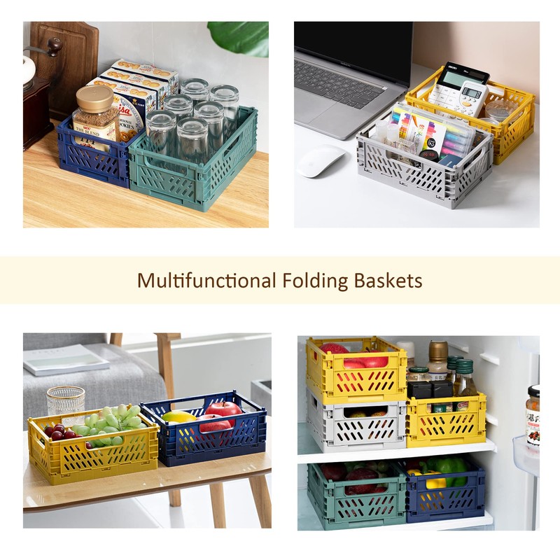 Domiella 2-Pack Crates for Storage, Storage Crates Plastic Stackable, Foldable