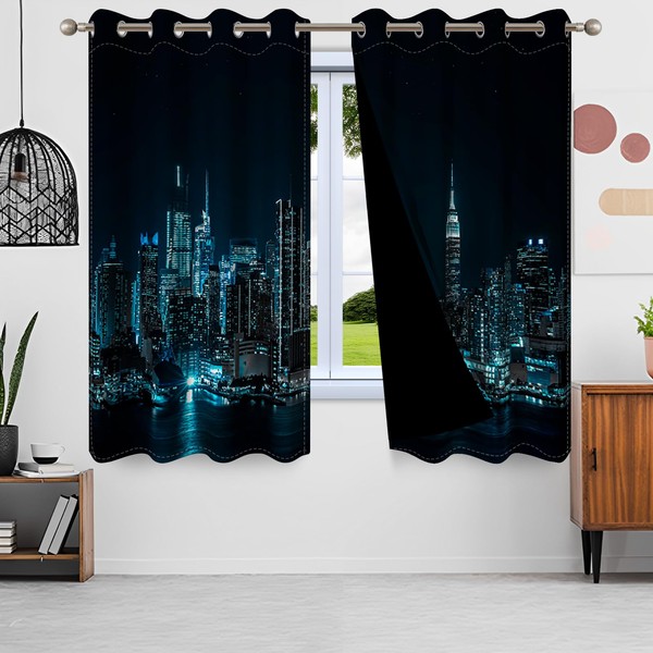 Kzzfqxb City Window Curtains Sleeping City Metropolitan Landscape Window Drapes