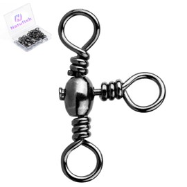 Natufish 3 Way Swivels Fishing Tackle - 25Pcs Three Way Swivel Black T-Turn Barrel Swivel High Strength Connector for Catfish rigs(Size 3/0)