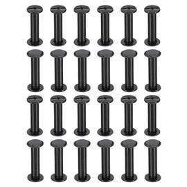 PATIKIL 24 Sets Chicago Screws, 20mm l Chicago Screws Phillips Binding Post Screw Bolts Leather Rivets Fasteners Connectors for Leather Belt Scrapbook Photo Albums, Black