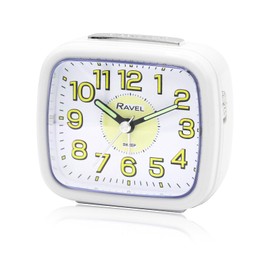 Ravel - Midsize Bedside Alarm Clock with Luminous Numbers - Analogue Quartz - RC044.4 - White