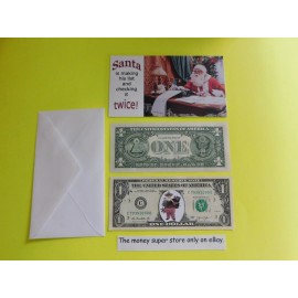 Papá Noel hispano Billete, tarjeta y sobre de un dólar de 1 dólar estadounidense