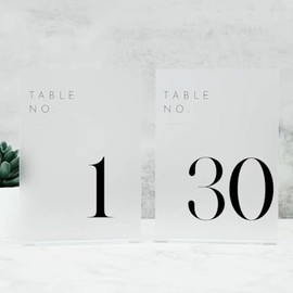 Números de Mesa Esmerilados para Boda 1-30 con Soportes, 5"x7" Números de Mesa de Acrílico Esmerilado, Perfectos para Recepción de Boda, Fiesta, Aniversario, Evento (1-30, 5"x7")