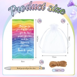 Clabby 20 Sets Thank you Gifts Motivational Pens Greeting Cards Appreciation Bulk Gifts Inspirational Ballpoint Pens with Cards Organza Bag for Colleagues Teacher Nurses Gifts (Stylish)