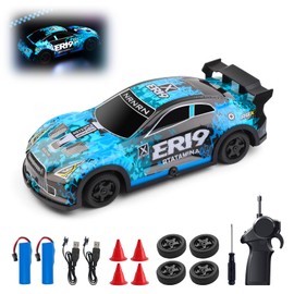 CKYSCHN WLtoys RC Drift Car 22206, 1/22 15KM/H Remote Control Cars with LED Lights, 2.4G Racing Sport RC Vehicle with Drifting & Racing Tires, Gifts Toys for Kids Boys Girls 2 Batteries (Blue)