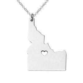 Meiligo 18K Gold Silver Country Map Charm Pendant Idaho State Map Necklace Jewelry (Silver)