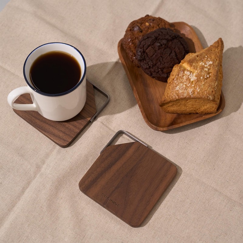 cusinine North American Black Walnut Wood Coasters for Drinks, 4