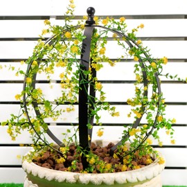 YOHSNOR Large Metal Round Climbing Plant Support Trellis - 18X22IN Durable Obelisk Frame with Lattice Design for Flowers and Vines - Easy to Install, Ideal for Outdoor Garden Decoration