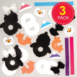 Baker Ross FE835 Penguin Pom Pom Craft Set - Pack of 3, Christmas Crafts, Pom Pom Decorations for Children for Crafts, Decorating and Displaying, Creative Activities for Children