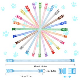 YFDFFSDCY 32 Pack Puppy Litter Collars Bulk Soft Colored Nylon Whelping Collars for Puppies Newborn Adjustable Identification Puppy Collars for Litter Small Medium Dogs, 2 Styles