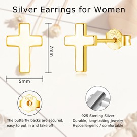 Deyanse Women's 925 Silver Stud Earrings, 925 Sterling Silver Star Heart Cross Stud Earrings, Hypoallergenic Earrings, Silver 925 Plug, Small, Cartilage Sleeping Earrings, Flat Earrings, Gift for