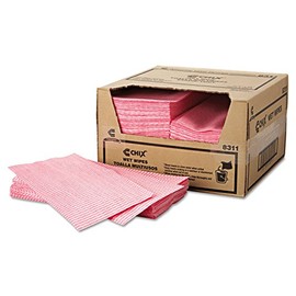Chicopee 8311 Chix Rayon Wet Wipe, 11.5" Width x 24" Length, Pink Stripe