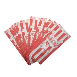 TG,LLC Treasure Gurus 10 Pack Red White Small Paper Home Movie Theater Circus Popcorn Serving Bags Concession Food Party Supply