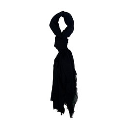 Humble Hilo Womens woven cotton Bohemian style gauze scarf shawl fringed edge (Black)