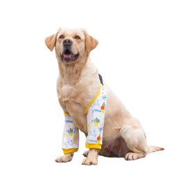 Harikaji Dog Elbow Protector, Elbow Sleeves with Mesh Pad for Medium Large Dogs Prevent Licking Wound(Yellow Ice Cream,L)