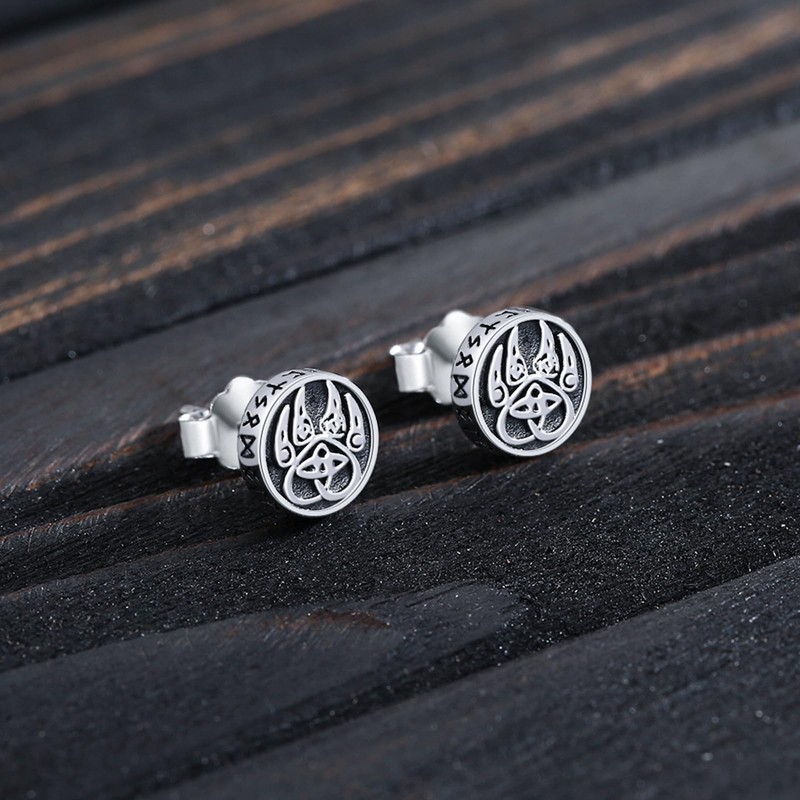Viking Bear Claw earrings 925 Sterling Silver Celtic Stud Earring