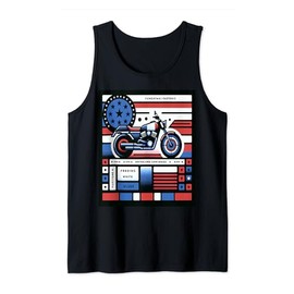 Motorcycle With American Flag Motif Tank Top