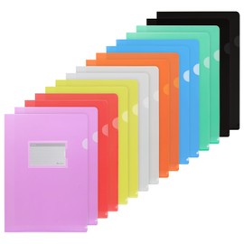 Agoer Pack of 16 A4 File Wallets Open Side A4 Colourful with Label Pocket 8 Colours Transparent Pockets A4 for Storage of Paper for Office School