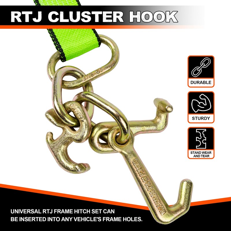 Mimanchi 2" x 8' Strap w/RTJ Cluster Hook,4 Pack,Recovery Winch
