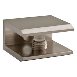 Dulles Glass Floating Shelf Brackets, Square Clamps Heavy Duty, Brushed Nickel, for Glass, Wood, Acrylic Wall Mounted Shelf Support. 1 Piece