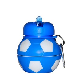 Blue & White Football Water Bottle - Unique Football Gifts for Boys and Girls - Cool Kids Water Bottle, Collapsible, Leakproof - Boys Water Bottle - BPA Free - 550 ml