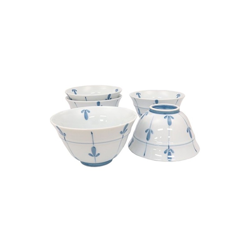 Hasami Ware 400131-5 Shigeyama Kiln Anti-Sencha, Set of 5, Sprouts