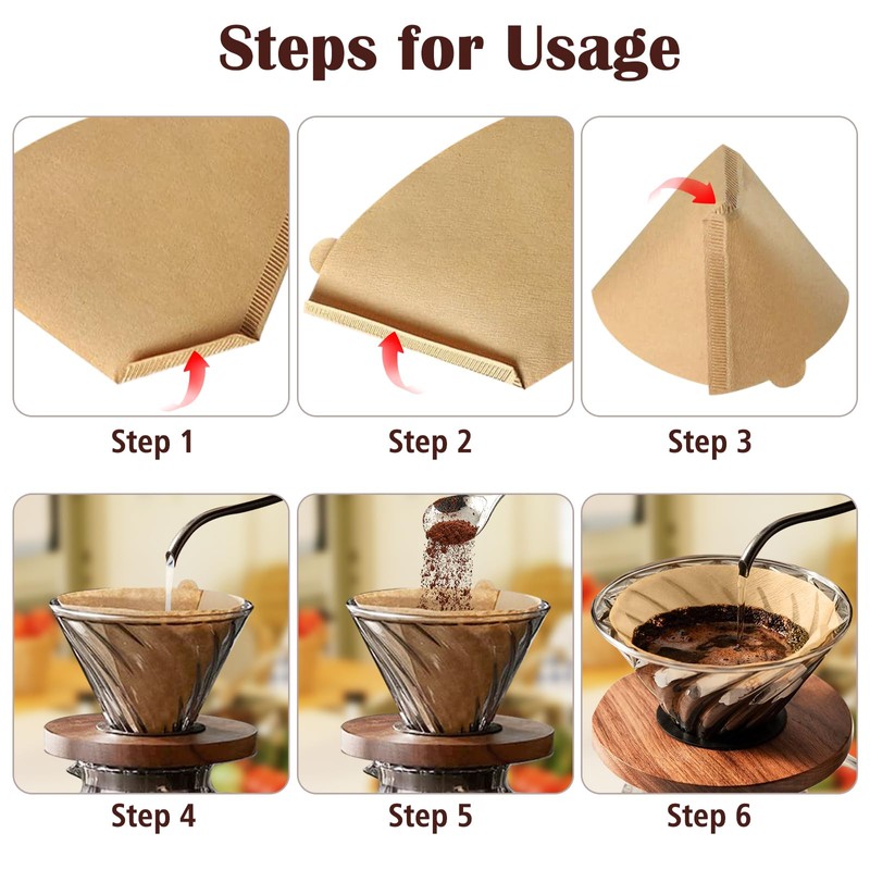 100 Count #4 Cone Coffee Filters 8-12 Cup, Natural Coffee